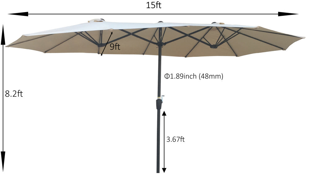 15x9Ft Double-Sided Patio Umbrella Outdoor Market Table Garden Extra Large Waterproof Twin Umbrellas with Crank and Wind Vents for Garden Deck Backyard Pool Shade Outside Deck Swimming Pool