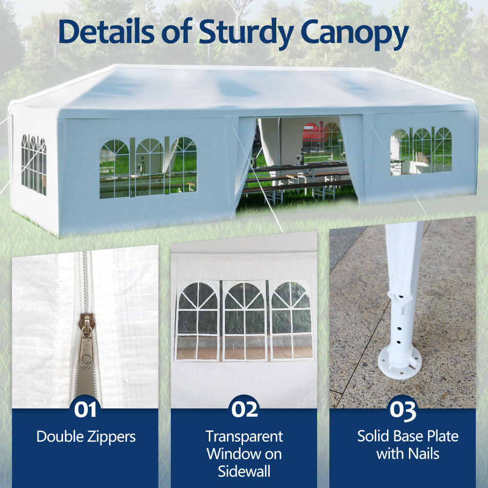 10x30&#039; Wedding Party Canopy Tent Outdoor Gazebo with 8 Removable Sidewalls