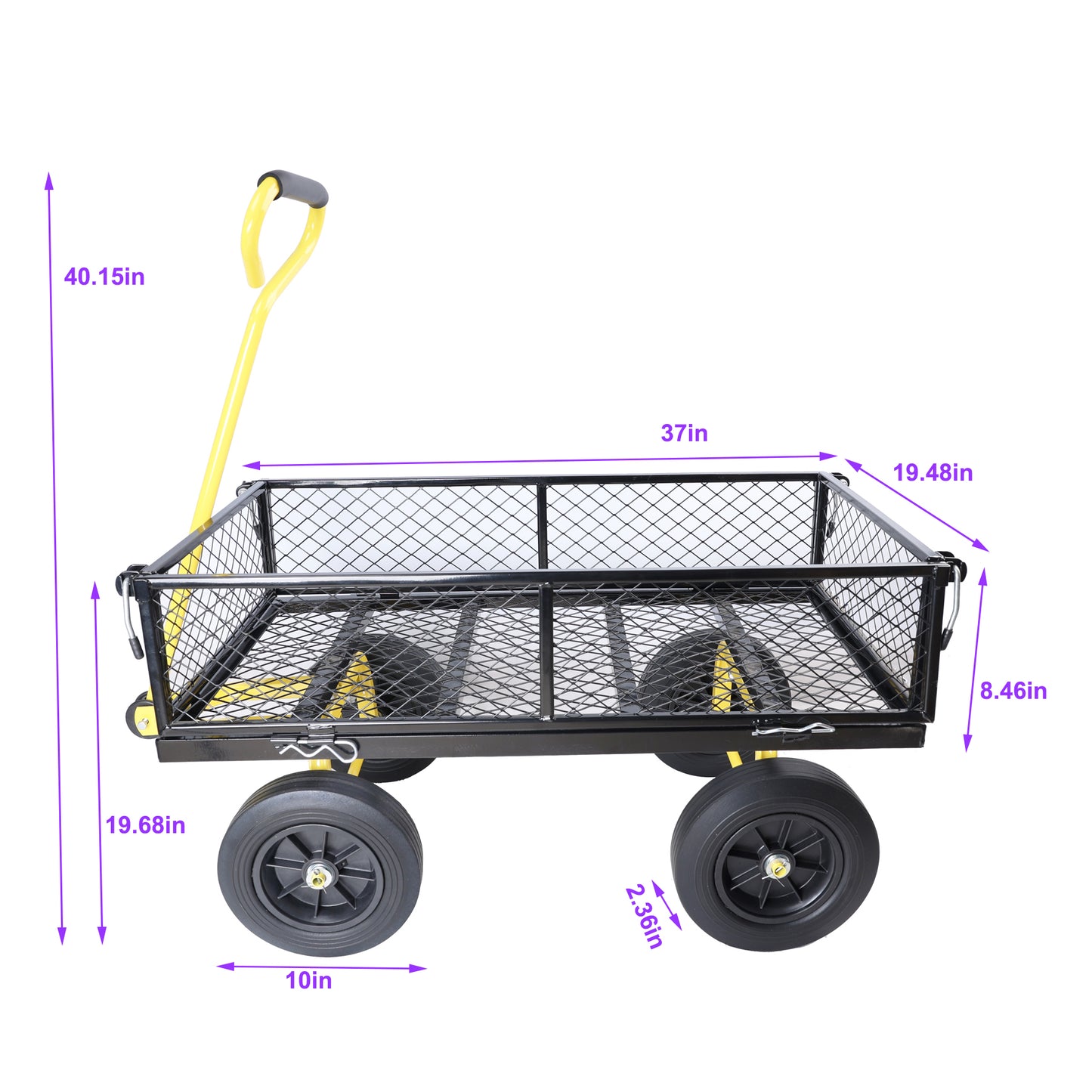 (Black +Yellow solid wheels wagon cart)Solid wheels Tools cart Wagon Cart Garden cart trucks make it easier to transport firewood