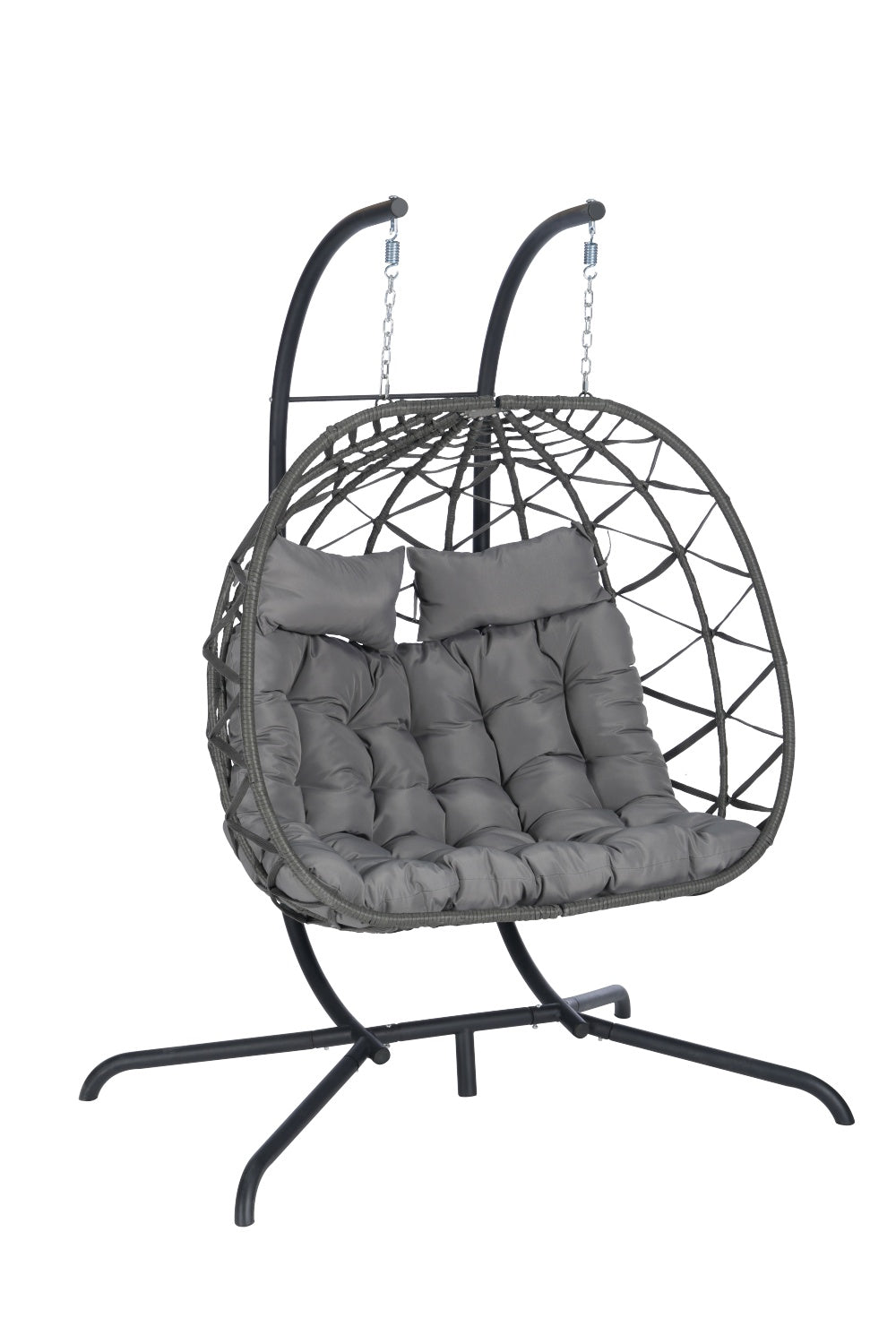 2 Person Outdoor Rattan Hanging Chair Patio Wicker Egg Chair