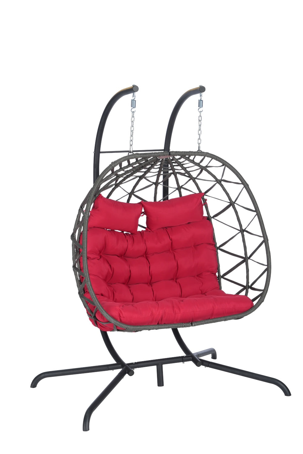 2 Person Outdoor Rattan Hanging Chair Patio Wicker Egg Chair