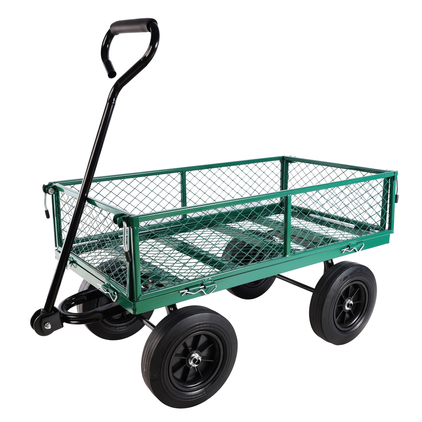 (Black +Yellow solid wheels wagon cart)Solid wheels Tools cart Wagon Cart Garden cart trucks make it easier to transport firewood