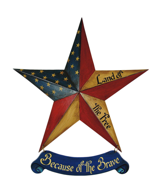 24 inch Americana Star Wooden Banner Wall Décor