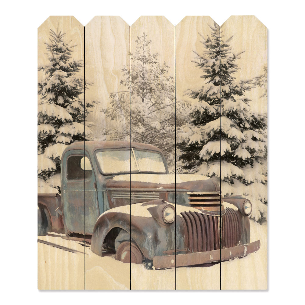 &quot;Chevy at the Farm&quot; By Artisan Lori Deiter, Printed on Wooden Picket Fence Wall Art