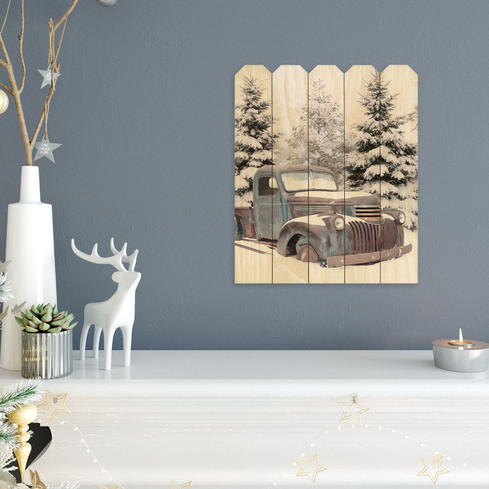 &quot;Chevy at the Farm&quot; By Artisan Lori Deiter, Printed on Wooden Picket Fence Wall Art